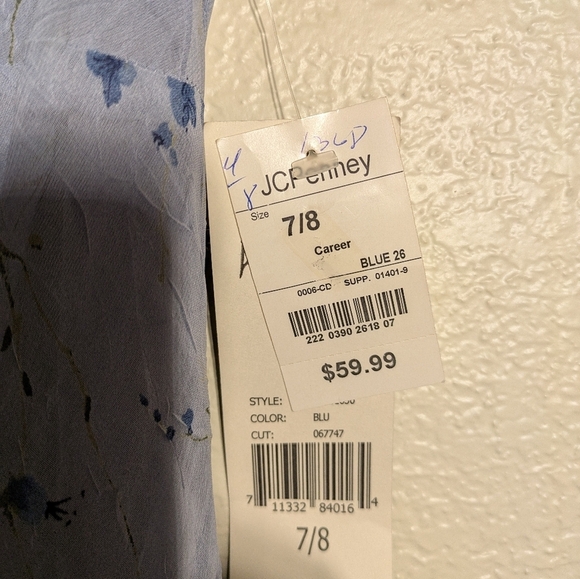 All That Jazz Jc Penney Size7/8 Nwt Floral Blue Dress - Picture 4 of 9